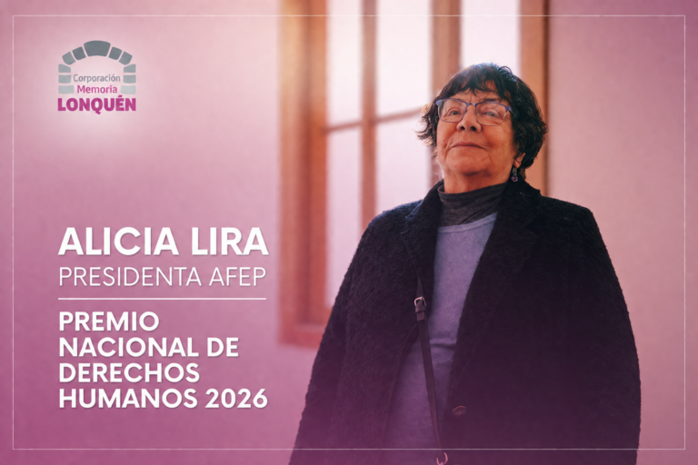 Corporación Memoria Lonquén felicita a Alicia Lira por recibir el Premio Nacional de Derechos Humanos 2026